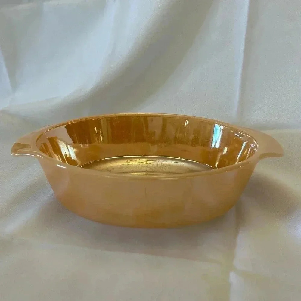 Vintage Orange Lusterware Casserole Dish